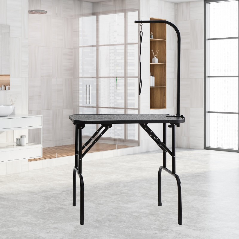 Trimmauspöytä ruostumattomasta teräksestä 808 x 460 mm taittuva pienille ja keskikokoisille koirille