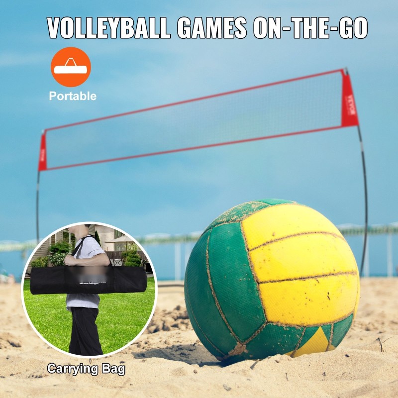 Kannettava vapaasti seisova lentopalloverkko 14 jalan leveä korkeus 7,4–8 jalan sisä- ja ulkokäyttöön