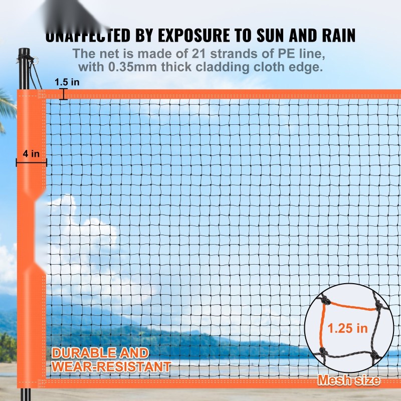 Lentopallo ja sulkapallosetti ulkokäyttöön 21 PE-lankaisella verkolla 32 mm terästangoilla