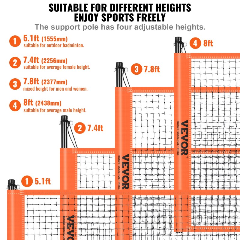 Lentopallo ja sulkapallosetti ulkokäyttöön 21 PE-lankaisella verkolla 32 mm terästangoilla