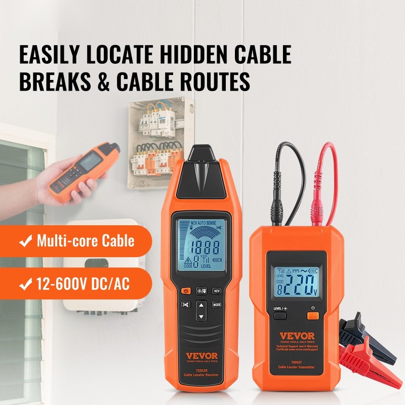 Maanalainen kaapelinhakija ABS-kotelolla, 12–600 V, enintään 2,5 m syvyys, 2000 m