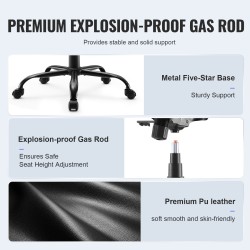 Toimistotuoli korkea selkä PU-nahka säädettävä ristiseläntuki kaksikerroksinen istuinpehmuste ylös kääntyvät käsinojat