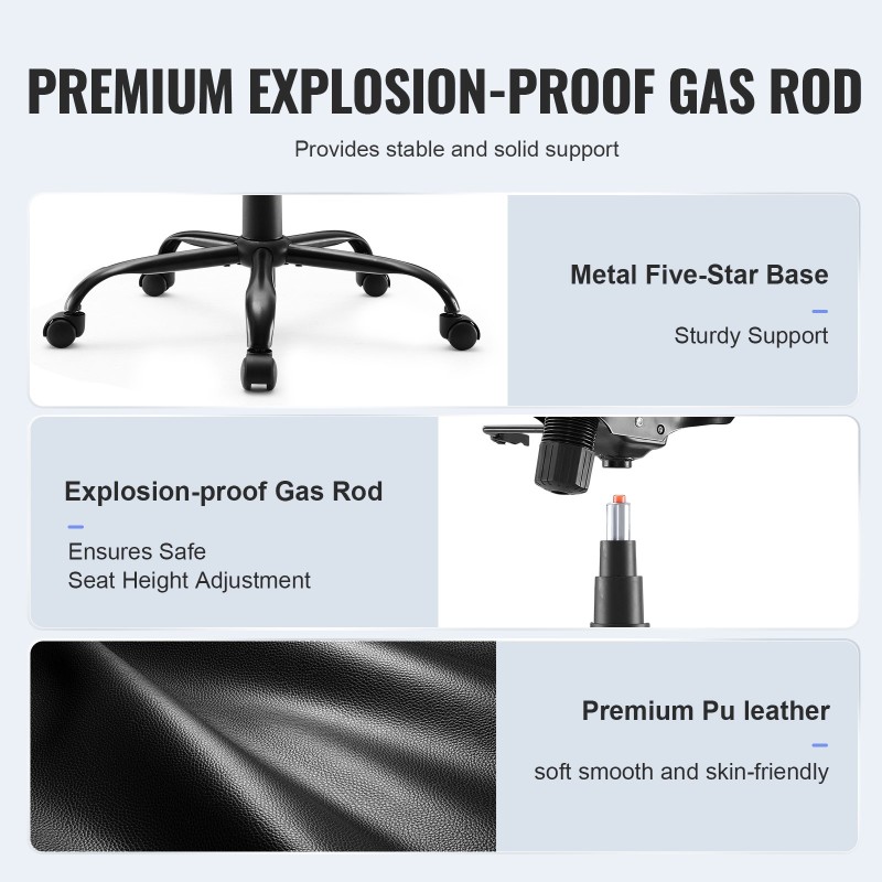 Toimistotuoli korkea selkä PU-nahka säädettävä ristiseläntuki kaksikerroksinen istuinpehmuste ylös kääntyvät käsinojat