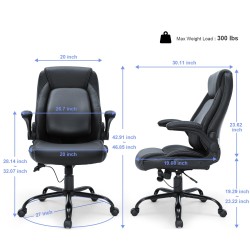 Toimistotuoli korkea selkä PU-nahka säädettävä ristiseläntuki kaksikerroksinen istuinpehmuste ylös kääntyvät käsinojat