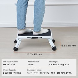 Taitettava yksitasoinen teräsjakkara 150 kg kantavuus kolme säädettävää korkeutta liukumaton askelma