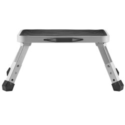 Taitettava yksitasoinen teräsjakkara 150 kg kantavuus kolme säädettävää korkeutta liukumaton askelma