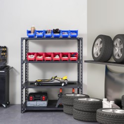 Pinoitettavat PP-muoviset säilytyslaatikot 276x139x128mm 12 kpl sininen ja punainen