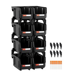 PP-muoviset pinottavat mustat laatikot 276x140x130 mm 8 kpl pienille osille