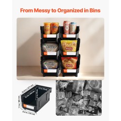 PP-muoviset pinottavat säilytyslaatikot koko 37,7×21,5×18 senttimetriä kuusi kappaletta musta