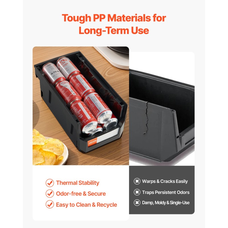 Pinottavat PP-muovilaatikot 377 x 215 x 180 mm 12 kpl musta läpinäkyvä