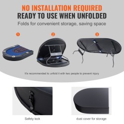 Taitettava soikea pokeripöytä 8 pelaajalle 1830 mm huopapinta pehmustetut reunat ruostumattomat mukitelineet