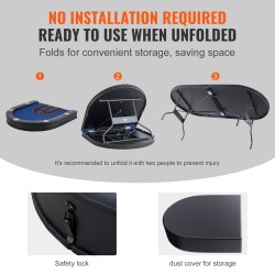 Taitettava pokeripöytä 10 pelaajan metallirunkoinen huopapinta pehmustetut reunat ruostumattomat juomatelineet