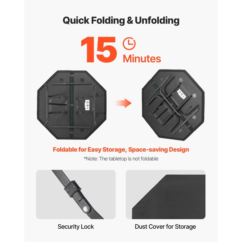 Pokeripöytä taitettava 8 pelaajalle 1220 mm huopapinta metallijalat pehmustetut reunat mukitelineet