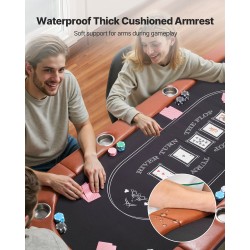 Taitettava soikea pokeripöytä 8 pelaajalle vihreä huopa pehmustetut reunat mukitelineillä metallijaloilla