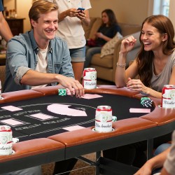 Taitettava soikea pokeripöytä 8 pelaajalle vihreä huopa pehmustetut reunat mukitelineillä metallijaloilla