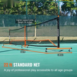 Pickleball-verkkojärjestelmä 22 ft virallinen koko säänkestävä PE-verkko metallirunko kuljetuslaukku