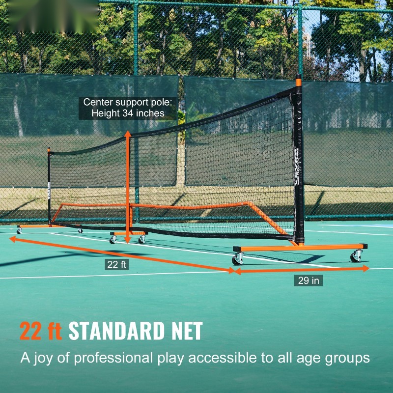 Pickleball-verkkojärjestelmä 22 ft virallinen koko säänkestävä PE-verkko metallirunko kuljetuslaukku