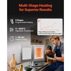Sähköinen sulatusuuni 1650W 1200°C digitaalinen lämpötilansäätö 201-ruostumaton teräsrunko vahavaluun ja keramiikkaan