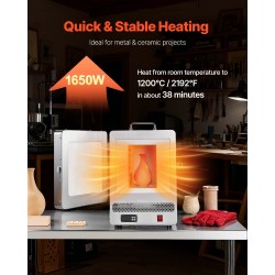 Sähköinen sulatusuuni 1650W 1200°C digitaalinen lämpötilansäätö 201-ruostumaton teräsrunko vahavaluun ja keramiikkaan