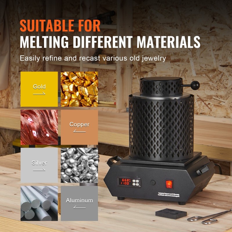 Sähköinen sulatusuuni 1350 watin 1150 asteeseen grafiittiupokkaat jalometallien sulatukseen