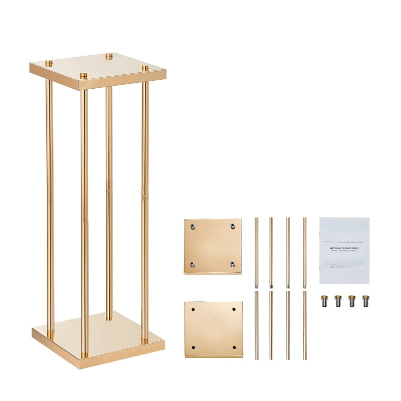 Rautaiset pylväsmalliset kukkatelineet 80 cm 4 kpl hääihin ja juhliin kullanväriset