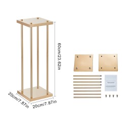 Rautainen sylinterimäinen kukkateline 60 cm korkea 4 kpl ranskankultainen pinnoite