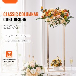 Hääkukkaständi rautainen 80 cm 10 kpl akryylitaso kullanvärinen suorakulmainen runko