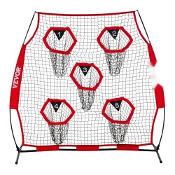 Amerikkalaisen jalkapallon heittoharjoitusverkko 1828 8 x 1828 8 mm 5 kohdetaskua solmuton teräsrunko punainen