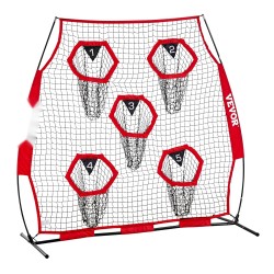 Amerikkalaisen jalkapallon heittoharjoitusverkko 1828.8 x 1828.8 mm 5 kohdetaskua solmuton teräsrunko punainen