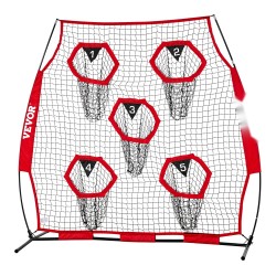 Amerikkalaisen jalkapallon heittoharjoitusverkko 1828.8 x 1828.8 mm 5 kohdetaskua solmuton teräsrunko punainen