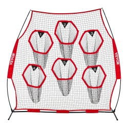 Heittoverkko amerikkalaisen jalkapallon harjoitteluun 2438x2438 mm solmuton punainen kantolaukku kiinnityshihnat