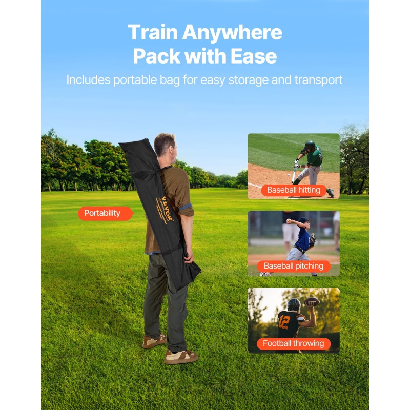 Heittoverkko amerikkalaisen jalkapallon harjoitteluun 2438x2438 mm solmuton punainen kantolaukku kiinnityshihnat