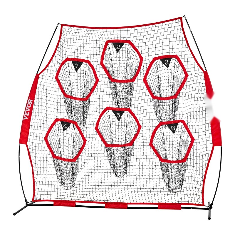 Heittoverkko amerikkalaisen jalkapallon harjoitteluun 2438x2438 mm solmuton punainen kantolaukku kiinnityshihnat
