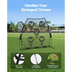 Amerikkalaisen jalkapallon solmuton heittoharjoitusverkko 2133,6 x 2133,6 mm teräsrunko 5 kohdetaskua kantolaukku