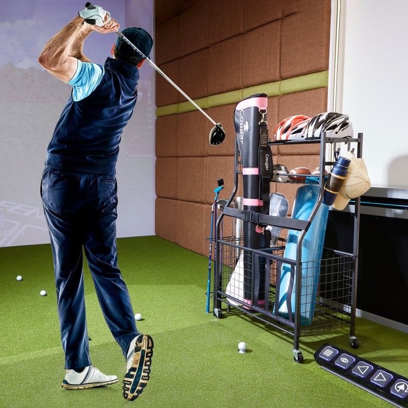 Urheiluvälinevaunu jauhemaalattua terästä 920x415x1156 mm musta lukittavat pyörät