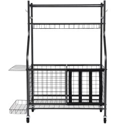 Urheiluvälinevaunu jauhemaalattua terästä 920x415x1156 mm musta lukittavat pyörät