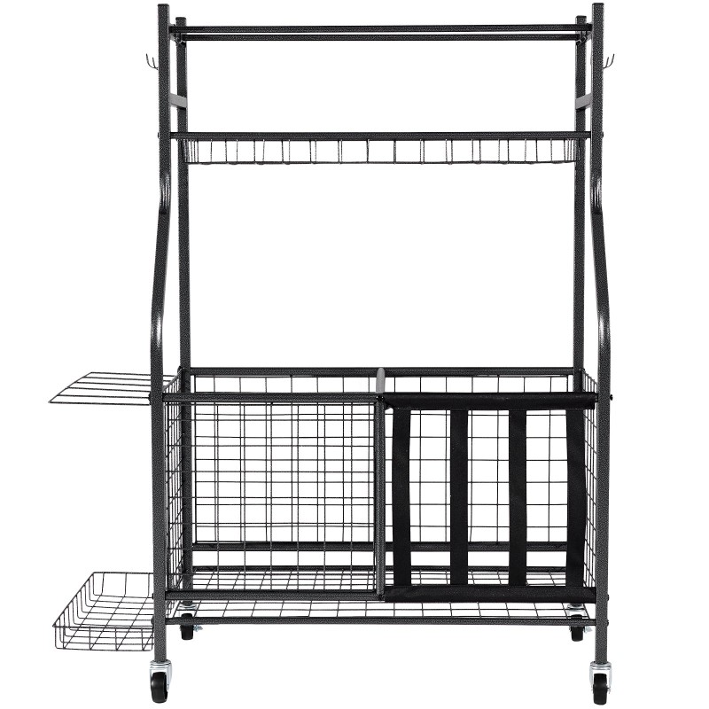 Urheiluvälinevaunu jauhemaalattua terästä 920x415x1156 mm musta lukittavat pyörät