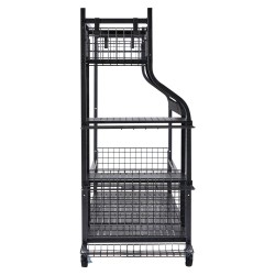 Teräksinen säilytysteline golfbagille ja varusteille 3 paikalle korit koukut pyörillä