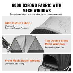 Lemmikkivaunut seosrunko 600D-kangas kantavuus 16 kg irrotettava kori EVA-pyörät