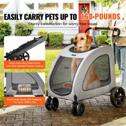 Lemmikkiratas keskikokoisille ja suurille koirille 73 kg kantavuus 4 pyörää tummanharmaa