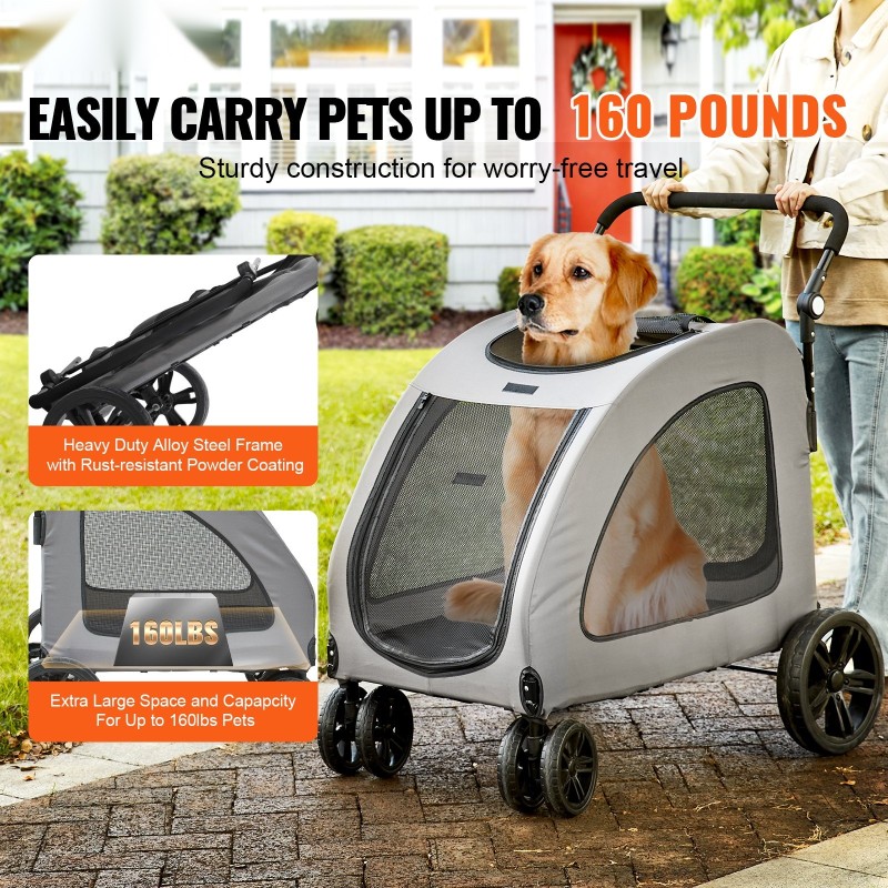 Lemmikkiratas keskikokoisille ja suurille koirille 73 kg kantavuus 4 pyörää tummanharmaa