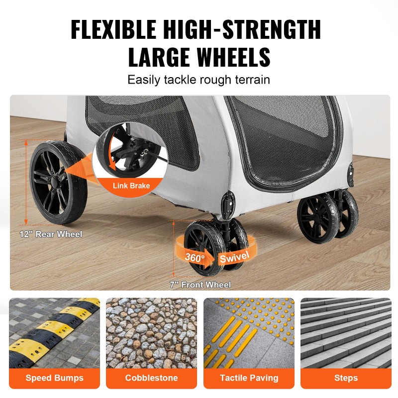 Lemmikkiratas keskikokoisille ja suurille koirille 73 kg kantavuus 4 pyörää tummanharmaa