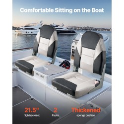 Veneen istuin korkea selkänoja taitettava PVC-nahka vaahtomuovipehmuste 2 kpl musta harmaa