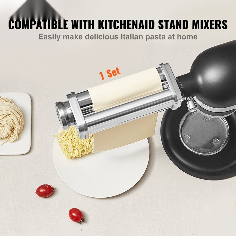 Pastalisäosa KitchenAid-yleiskoneelle ruostumatonta terästä 14 cm rulla 8 paksuusasetusta