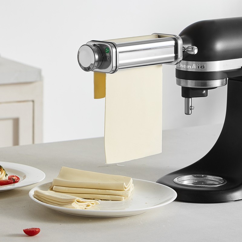 Pastalisäosa KitchenAid-yleiskoneelle ruostumatonta terästä 14 cm rulla 8 paksuusasetusta