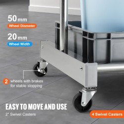 Puutarhatyökaluteline 10 paikalla pyörillä ruostumaton teräs ja PP-materiaali pitkille varsille