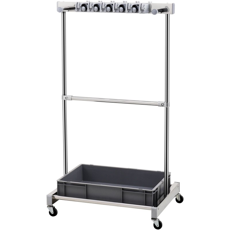 Puutarhatyökaluteline 10 paikalla pyörillä ruostumaton teräs ja PP-materiaali pitkille varsille