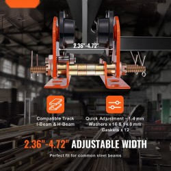 Käsikäyttöinen teräksinen siltavaunu 499 kg kantavuus 6–12 cm I- ja H-palkkeihin sopiva