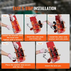Käsikäyttöinen teräksinen siltavaunu 499 kg kantavuus 6–12 cm I- ja H-palkkeihin sopiva