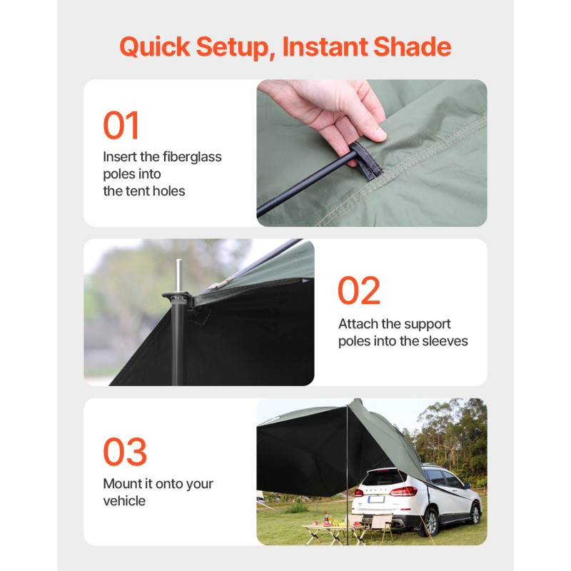 Auton sivukatos 10 x 7 jalkaa 190T polyesterikangas PU2000mm UV50+ kantolaukulla